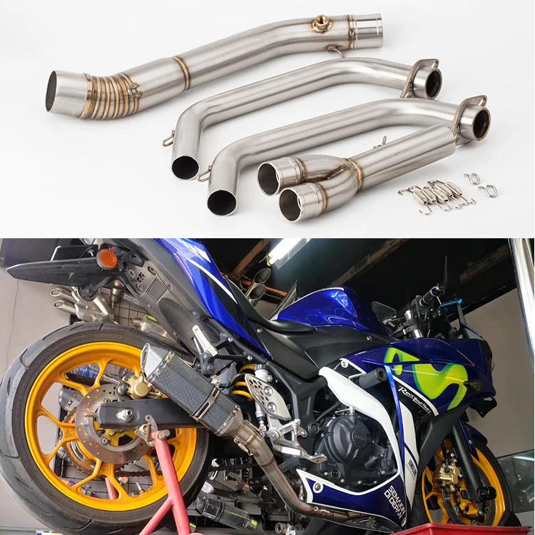 

Motorcycle Exhaust Muffler Middle Pipe Slip-On Connector Adapter for Yamaha MT03 MT-03 R3 R25 exhaust MT03 muffler