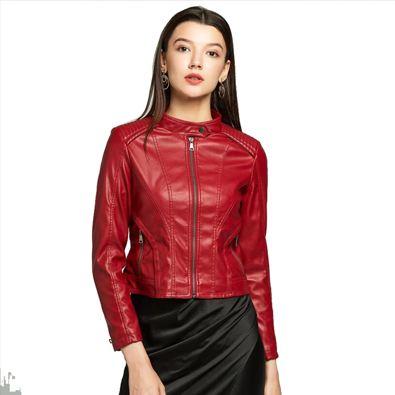 Женское короткое пальто из искусственной кожи модная мотоциклетная куртка с