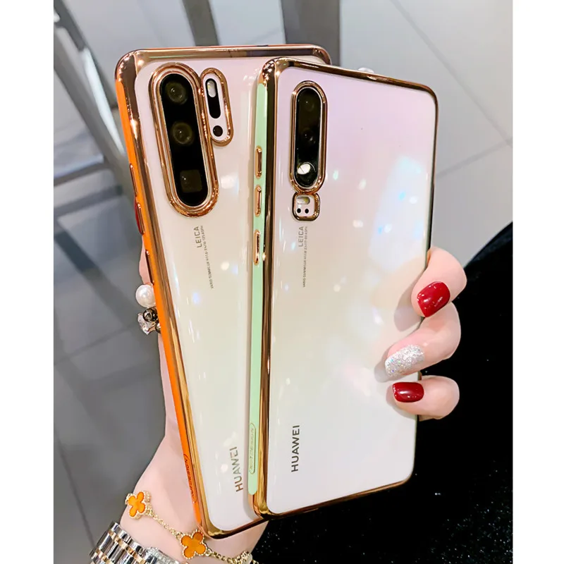 

ONEPLANT Transparent Electroplated Phone Case For HUAWEI P30 P40 Pro All-inclusive Phone Cover For HUAWEI Mate 20 Mate 30 Pro