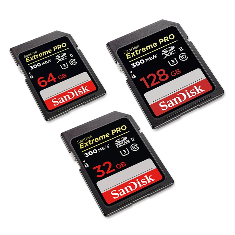 Карта памяти SanDisk 32 Гб 64 128 ГБ sd-карта SDXC Extreme PRO 300 МБ/с./с флеш-накопитель для камеры