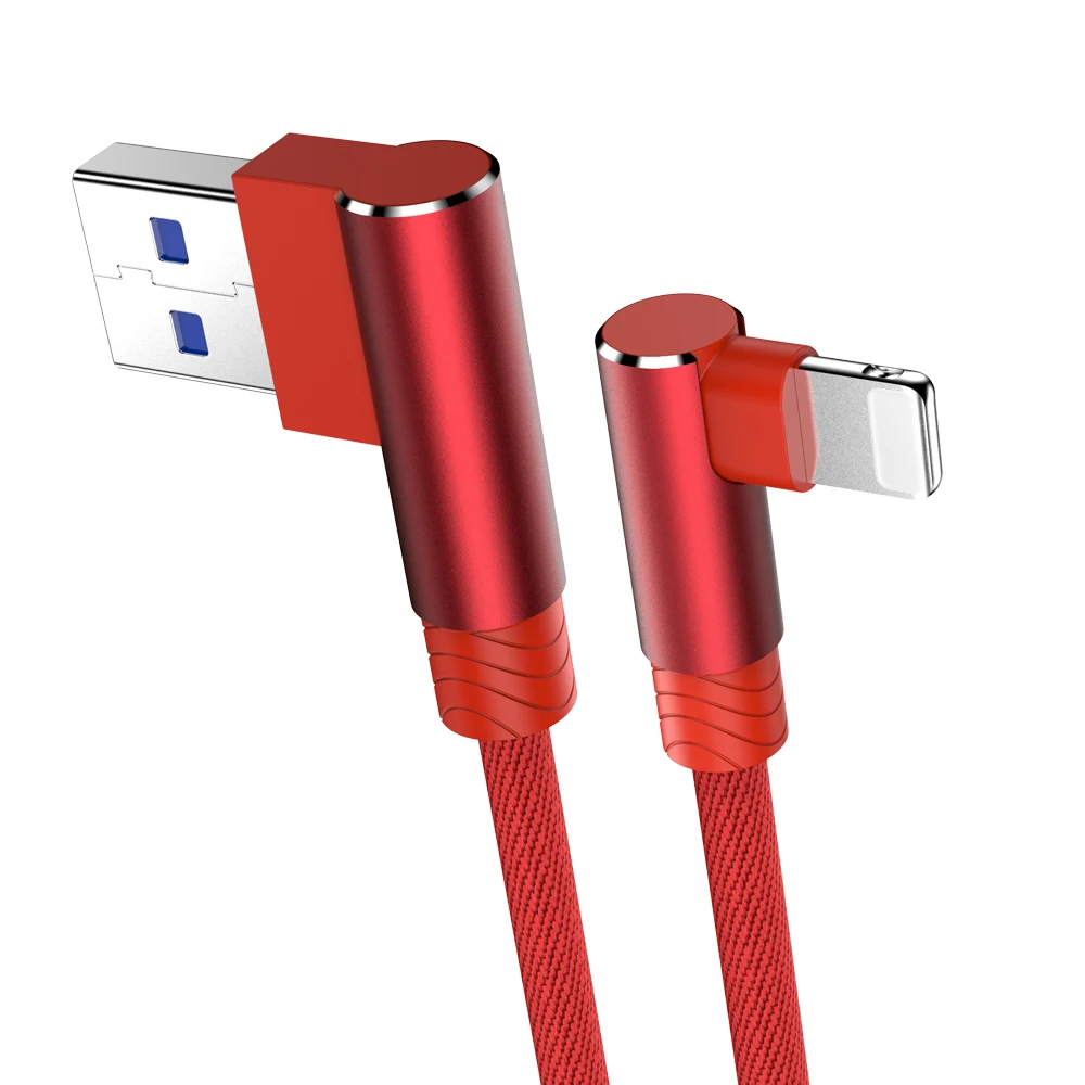 

90 Degree Fast Charge USB Cable For iPhone 11 Pro X XS Max 6 S 6S 7 8 Plus 5 5S Charger Data Cord for huawei for Type C phone