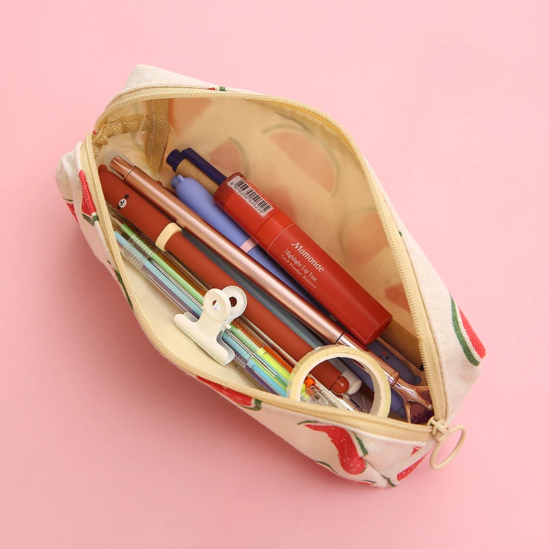 

Office & School Supplies Kids Small Kawaii Duck Watermelon Flower Pencil Pouch Fabric Canvas Girls Pencil Cases for Kids