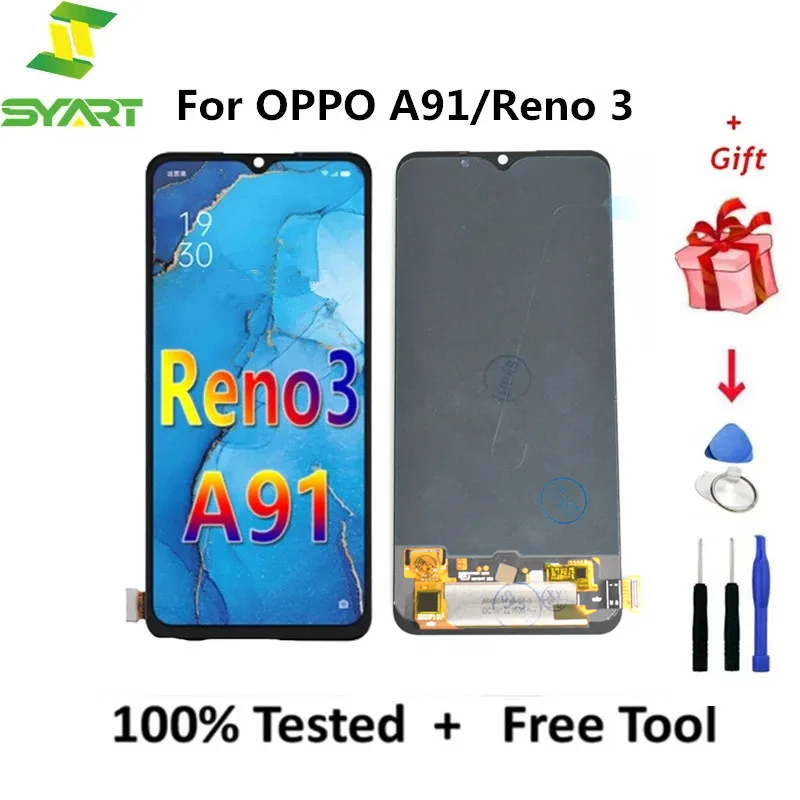 

OLED ЖК-экран для OPPO A91 CPH-2021, ЖК-дисплей, цифровой преобразователь экрана в сборе, замена для телефона OPPO Reno 3