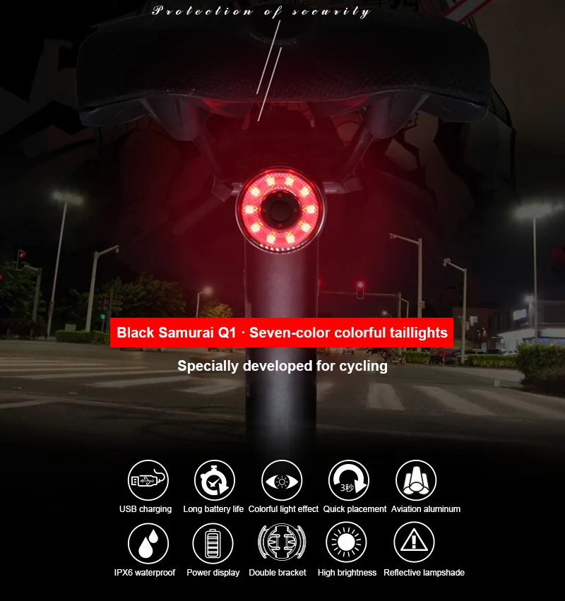 

Bike Tail Light Intelligent Brake Light Bicycle Led Rechargeable USB Cycle Rear Light Safe Warning Cycling Lamp Bicycle Lights