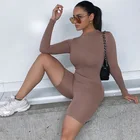 Женский однотонный облегающий костюм для йоги, спортивная одежда для тренировок в тренажерном зале, фитнеса, бесшовные комбинезоны с длинным рукавом и молнией на спине, комбинезон