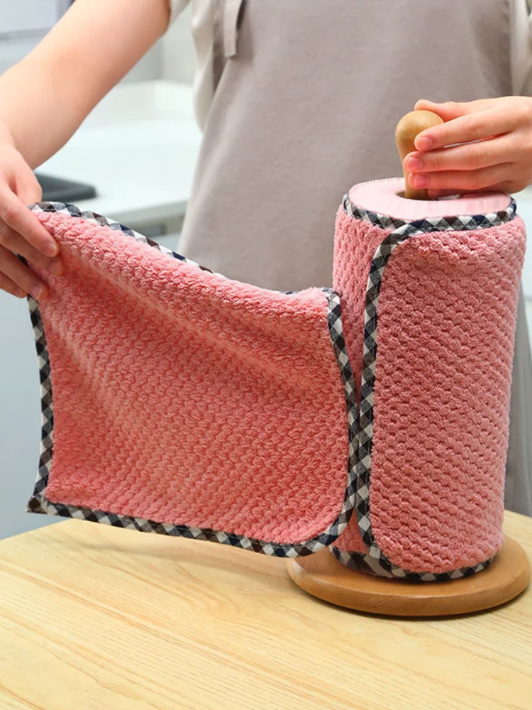 

Non-greasy Non-linting Hangable Coral Fleece Double-sided Rag, Kitchen Pineapple Pattern Absorbent Hand Towel, Plain Dish Cloth