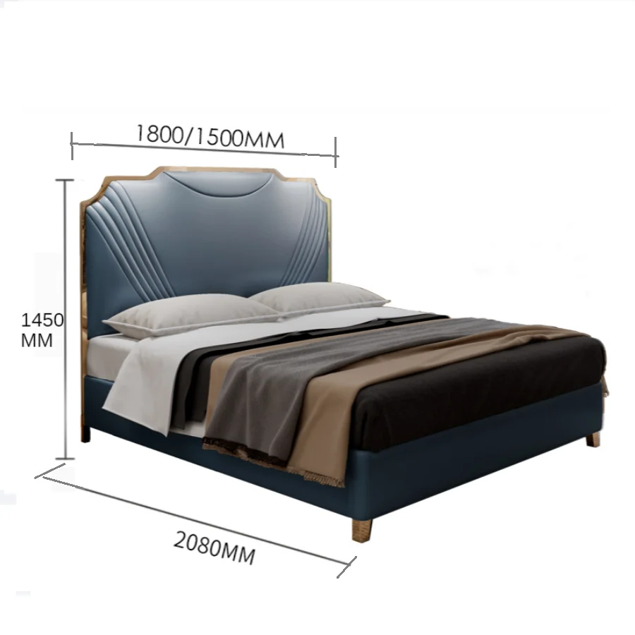 Современная светильник роскошная кровать из искусственной кожи двойная