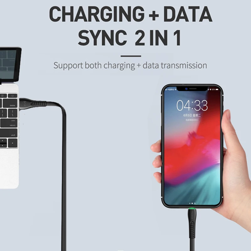 MCDODO USB кабель 2A Быстрая зарядка Телефон Зарядное устройство Шнур данных светодиодный USB кабель для iPhone X XS MAX XR 8 7 6S Plus iPad mini IOS 1,8 мм