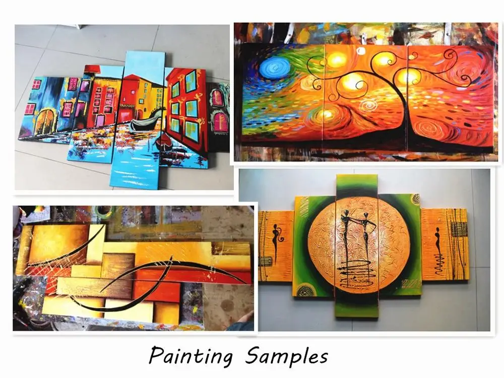 100% ручная роспись абстрактное искусство на холсте тяжелая текстура 3 панели