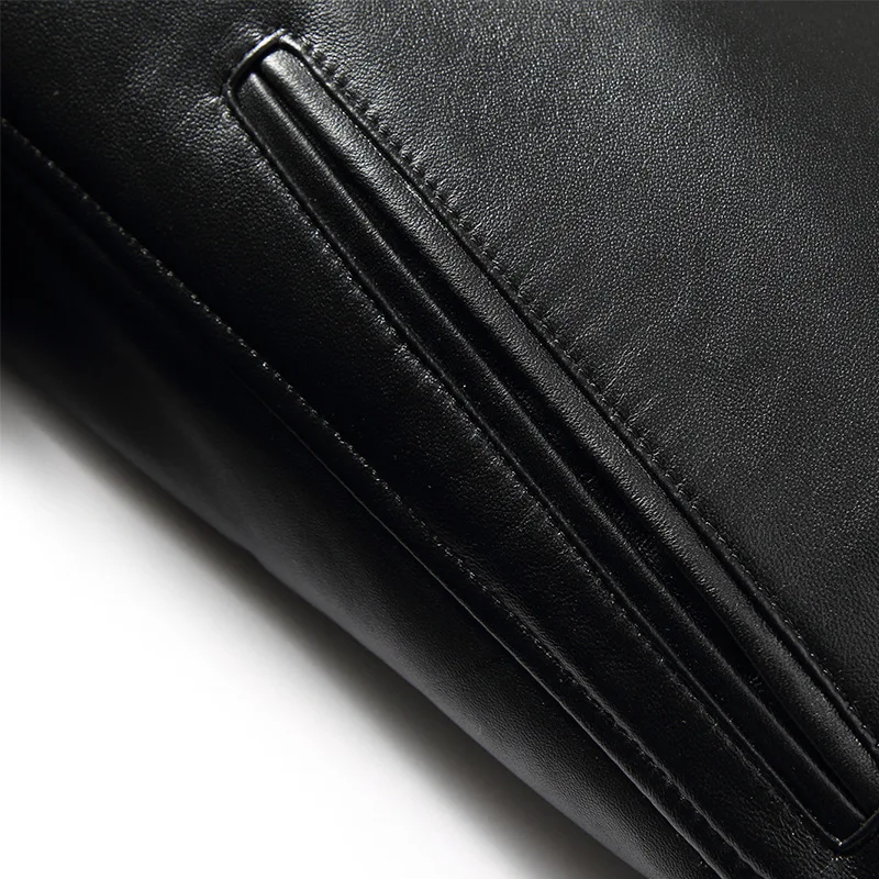 Брендовая мужская одежда Повседневная куртка из натуральной кожи со стоячим