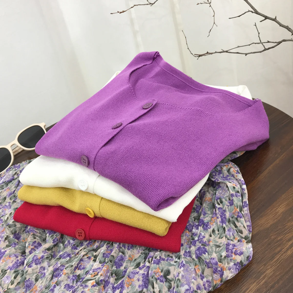 

2021 Summer Women's Square Neck Short Sleeve Knitted Sweater Cardigan Retro Short Slim Fashion Casual Top T-shirt Sweater