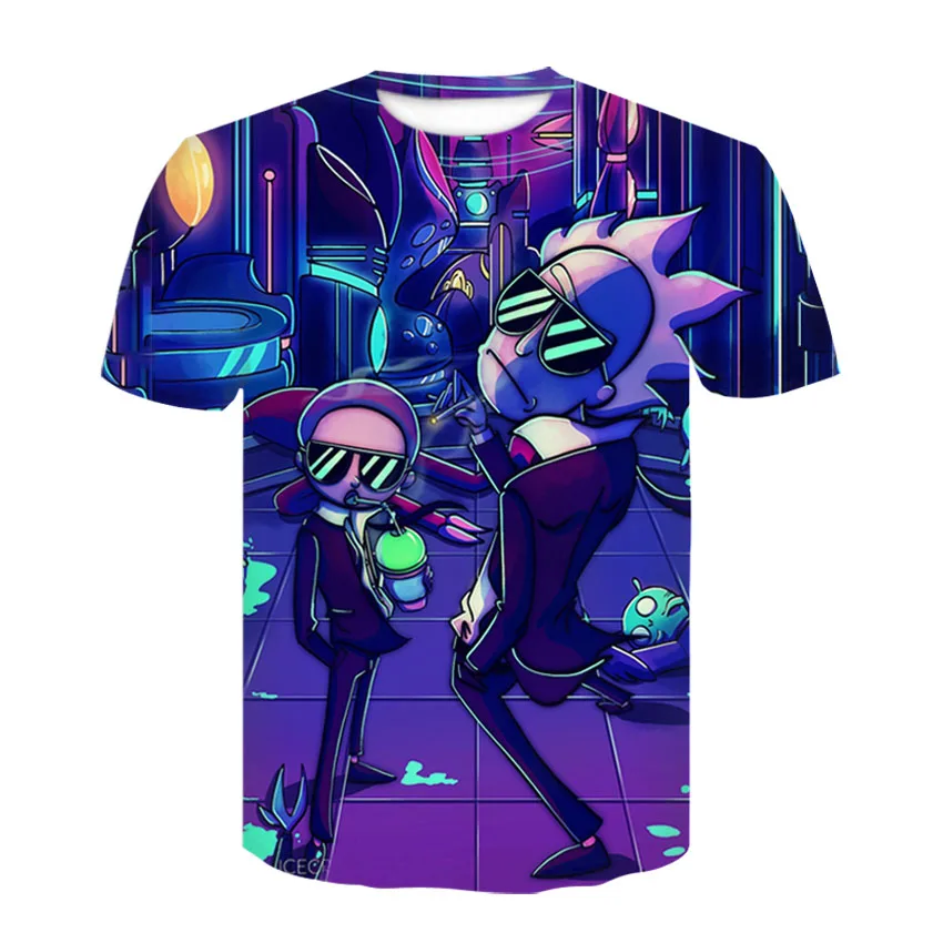

Summer New Men's and Women's T-shirt 3d Printing Rick Children's Cartoon Anime Short-sleeved Casual Fun Top