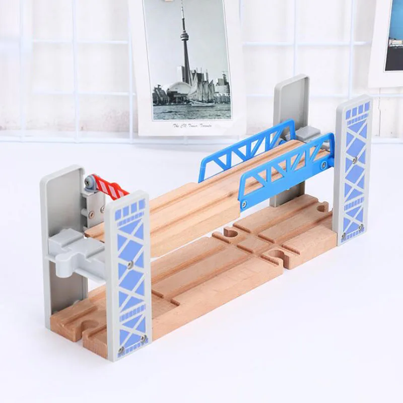 

Wooden Train Tracks Railway Toys Set Wooden Double Deck Bridge Wooden Accessories Overpass Model Children's Toys
