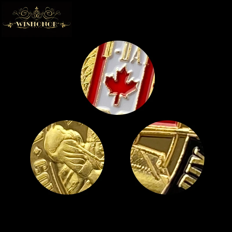 Wishonor 1944 Gold Plated Coin D-DAY Infantry Division JUNO Beach Challenge For 2017 Gifts | Дом и сад