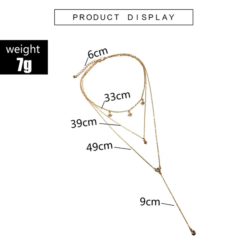 Модная женская многослойная подвеска-ошейник с кристаллами длинное Ожерелье