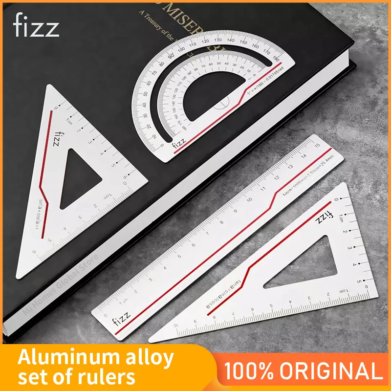 

Fizz Aluminum Stationery Ruler Set Measuring Scale Straight Ruler Art Accessories Measuring Tool For School Office