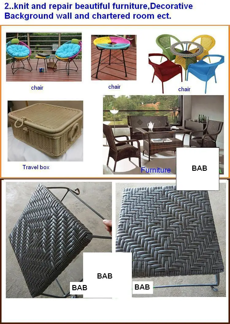 

Black Four lines Synthetic plastic rattan weaving material plastic knit repair chair table Plastic PE Rattan