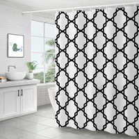 waterproof shower curtain with 12 hooks grey geometric pattern printed bath curtains water polyester cloth bathroom accessories