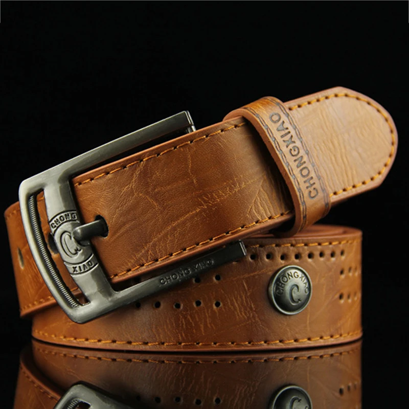 

Men Casual PU Leather Waist Belts Men Hollow Rivet Punk Wide Belt Fashion High Quality Male Belt Jeans Accessories
