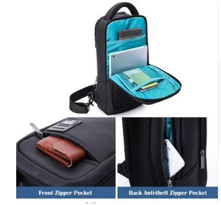 Мужская нагрудная сумка KAKA повседневные мессенджеры с USB зарядкой и защитой от