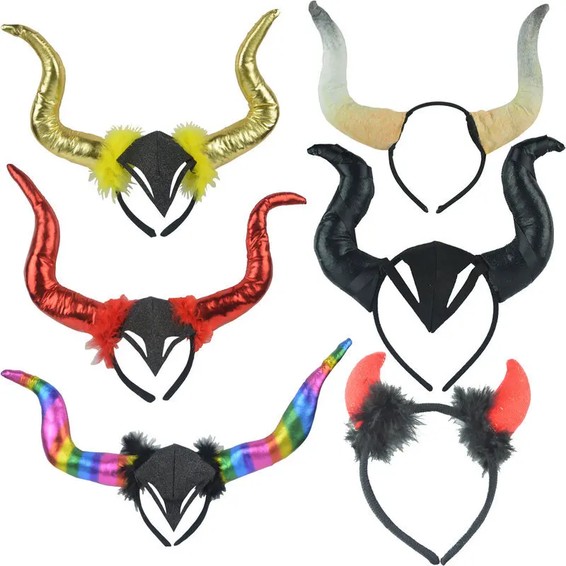 

Halloween headdress hairband Christmas performance props devil ox horn hairband hairpin