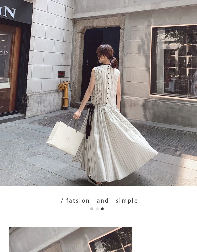 

Women's Dress, Long, Tall, One-piece Dress, Temperament, Round Neck, Loose Mid-length, Temperament, Striped Sleeveless Dress