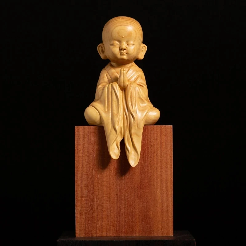 

CCZHIDAO Meditation Monk Chinese Boxwood Solid Wood Feng Shui Desk Sculpture Home Decoration Collection