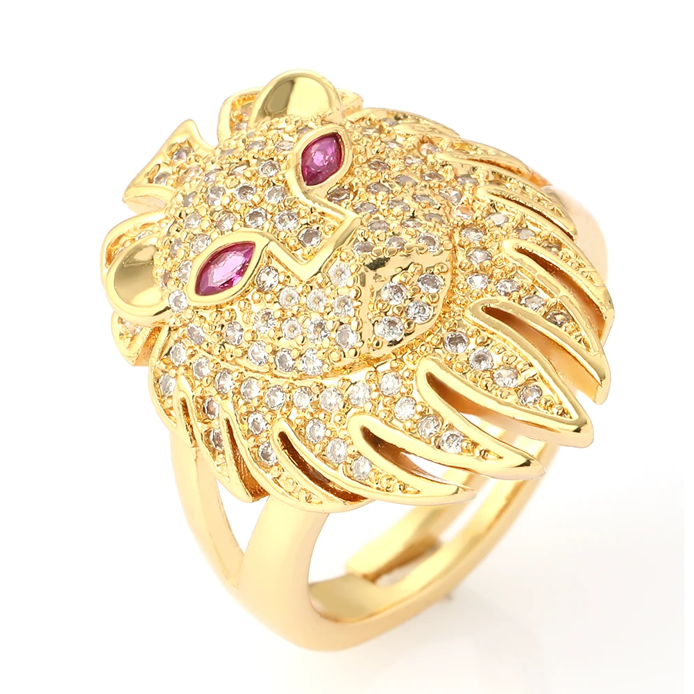 

Leopard and Lion Rings for Women Animals Micro Pave Zirconia Chunky Gold Rings Mens Gothic Punk Wedding Engagement Anillos