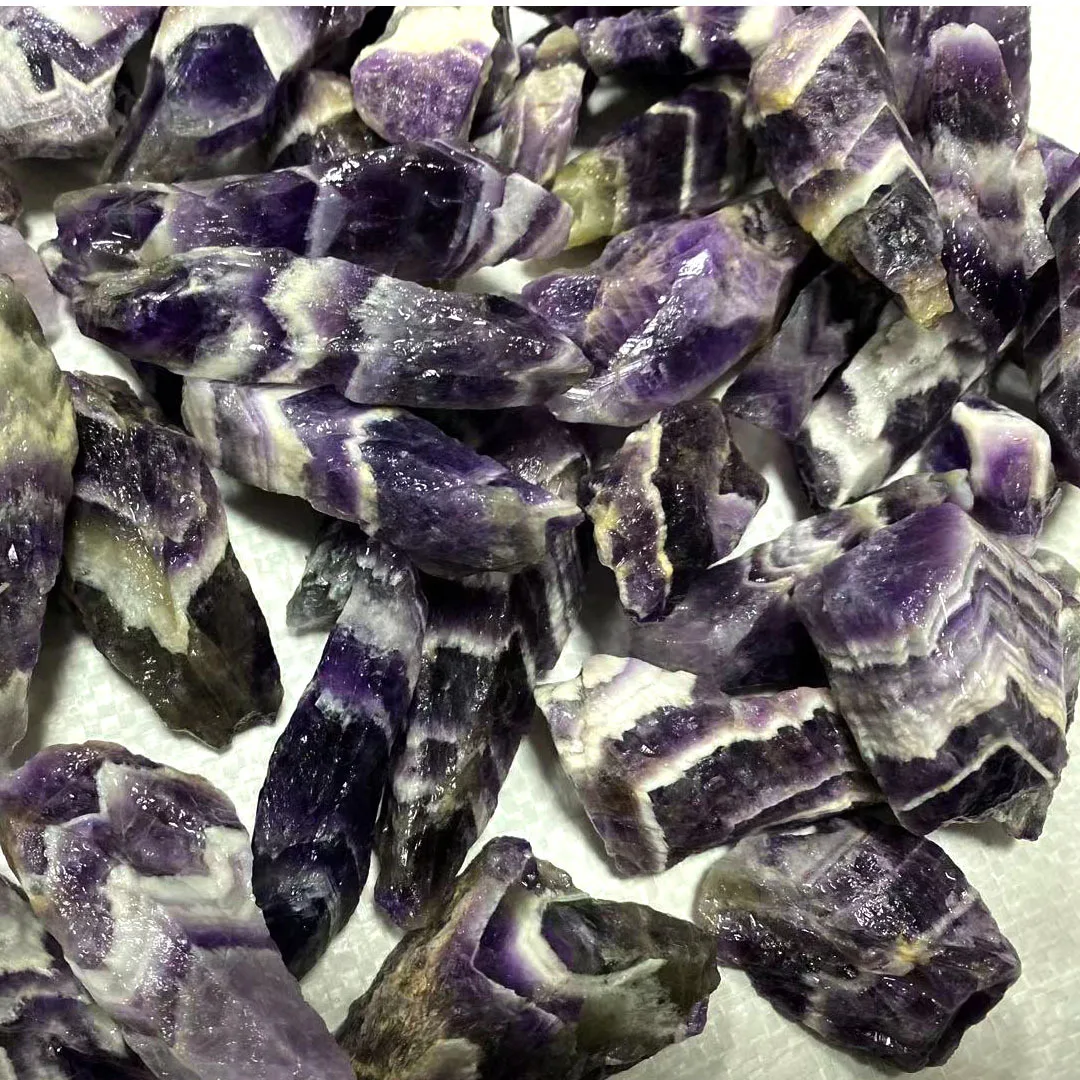 

100g Chevron Amethyst Natural Purple Quartz Crystal Stones Reiki Healing Raw Mineral Gemstone Collection Meditation Home Decor