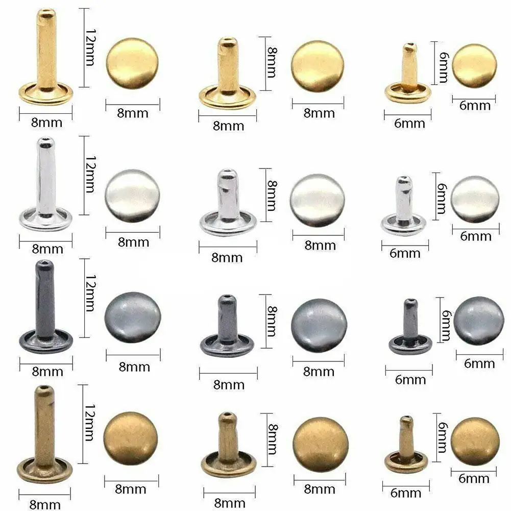 

840pcs Double-hat Boxed Rivets Belts Clothes Decoration Crafts Leather Products Accessories Metal Materials Easy To Carry