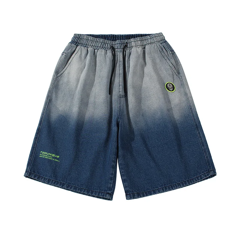 

Hot Sale Series 2021 Summer New Gradient Denim Shorts Men's Tide Brand Printing Casual Fashion Loose Five-Point Pants