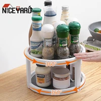 niceyard kitchen rotating organizer turntable condiment storage rack 2 tier tray round shelf spice rack pantry cabinet