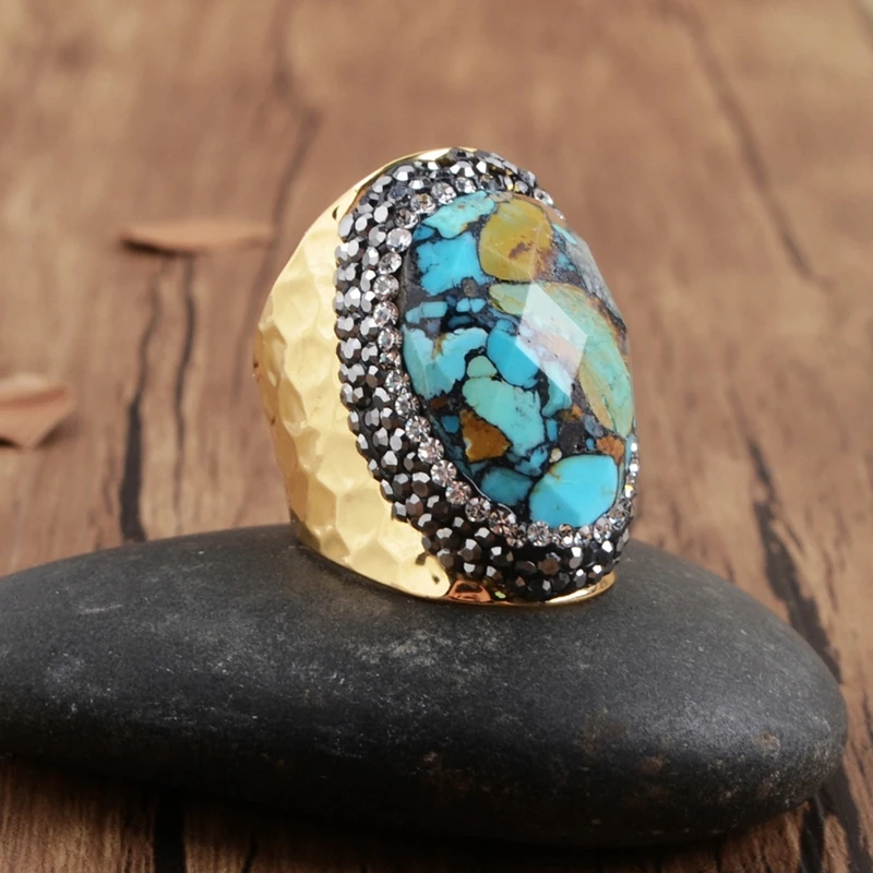 Женское кольцо из Лабрадорита с черным агатом|Кольца| |