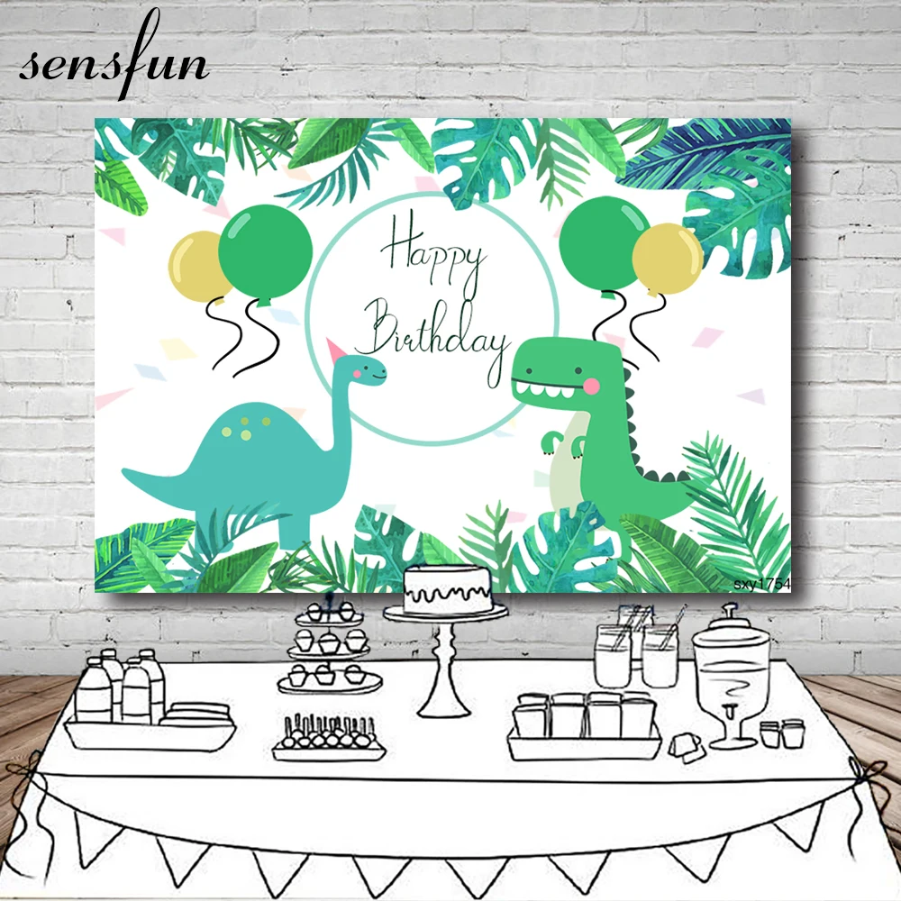 

Sensfun Cartoon Dinosaur Party Backdrop Children Birthday Party Boys Backgrounds For Photo Studio Custom Vinyl Polyester