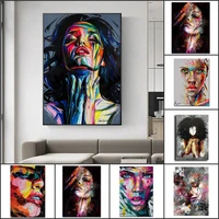 abstract woman face graffiti street art oil painting on canvas posters and prints pop wall art for living room decor watercolor