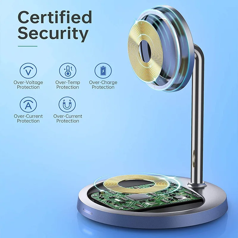 

15W Magnetic Wireless Charger Stand For iPhone 12 Pro Max Mini Adjustable Desktop Stand Phone Holder For iPhone 12Pro Max
