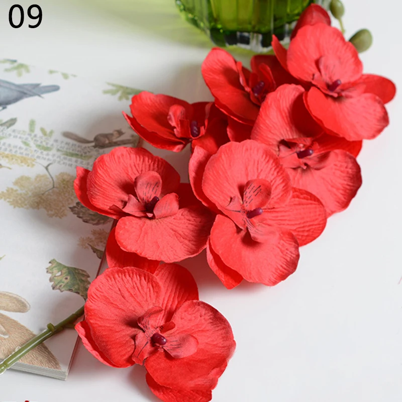 09 Модная Орхидея, искусственные цветы DIY искусственная Орхидея, Бабочка, Шелковый цветок букет фаленопсис Свадебные украшения для дома - Цвет: 09