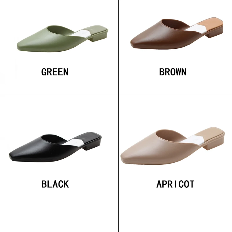 

Women Slipper Candy Color Flats Shoes office & career Casual Shoes Square Toe Mules Footwear Spring SummerJelly Slide Slippers