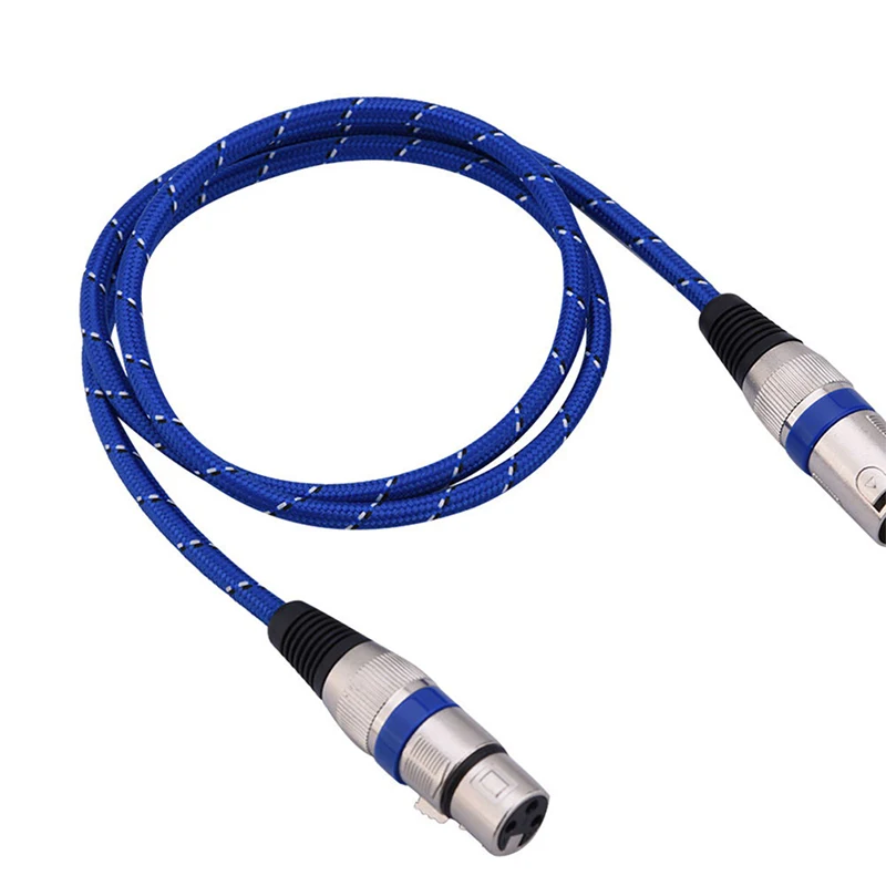 Тканый 3-контактный кабель XLR для микрофона штекер-гнездо аудио удлинитель 1 м/1 8