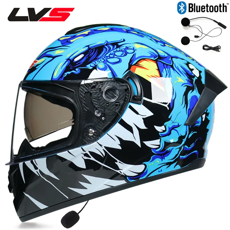 Bluetooth мотоциклетный шлем Полный мотоциклетный шлем с двойными линзами DOT Capacete da motocicleta - Цвет: 5