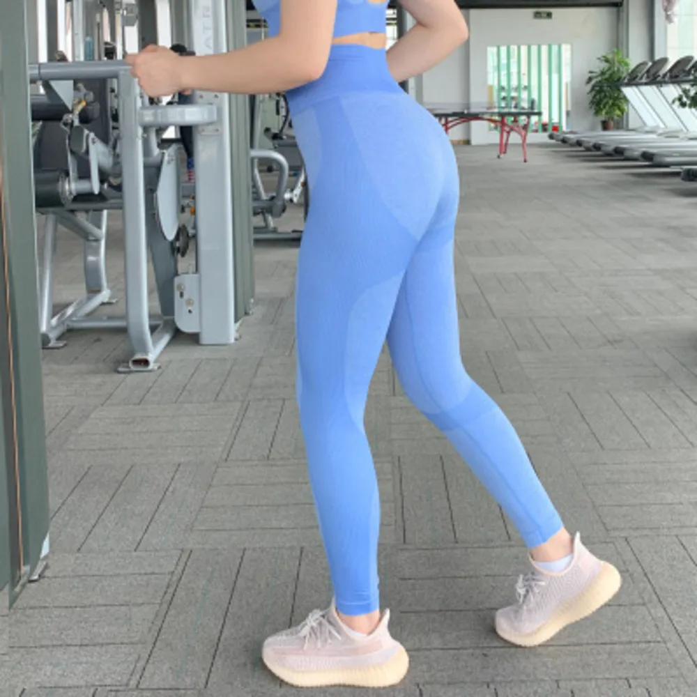 Бесшовные штаны для фитнеса и йоги женские спортивные Леггинсы бега