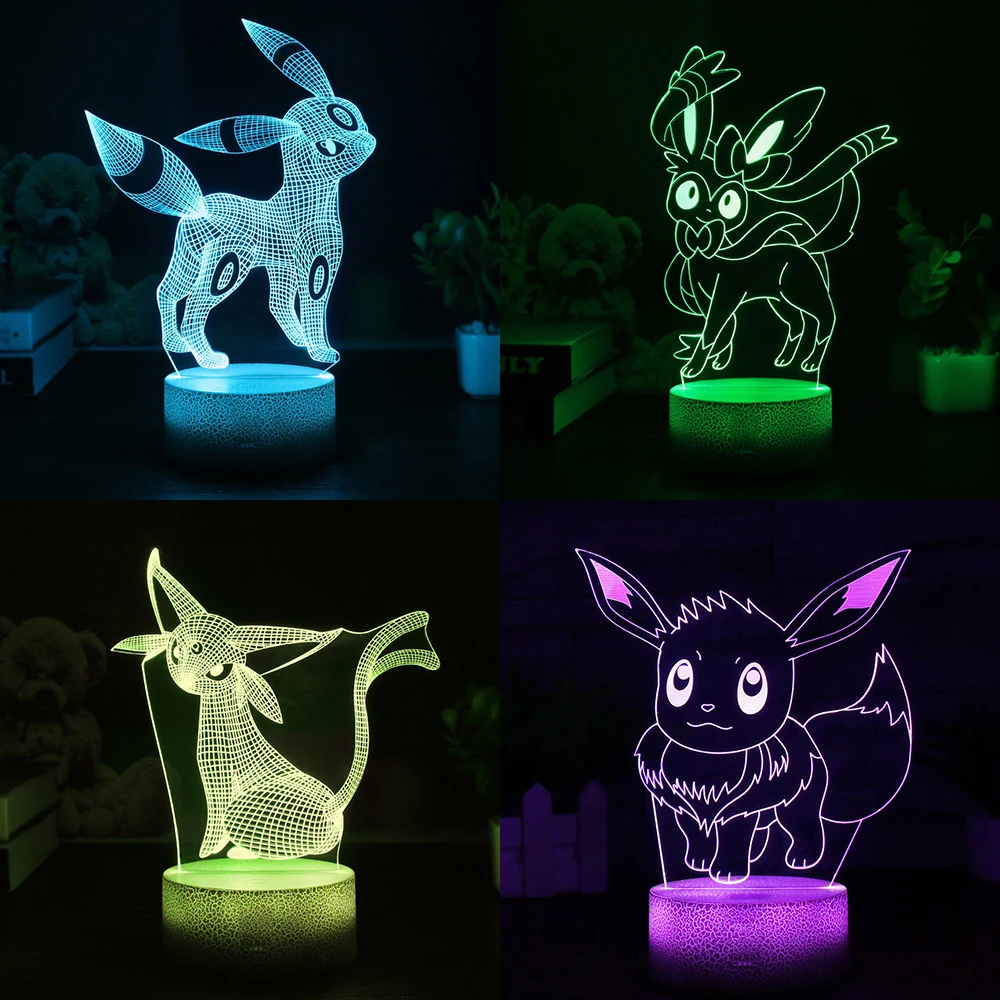 Покемон игра Mew 3D лампа Umbreon светодиодный декоративный ночник многоцветный RGB
