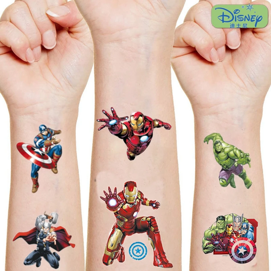 Тату-наклейки Disney мстители экшн-Фигурка Человека-паука Железного человека