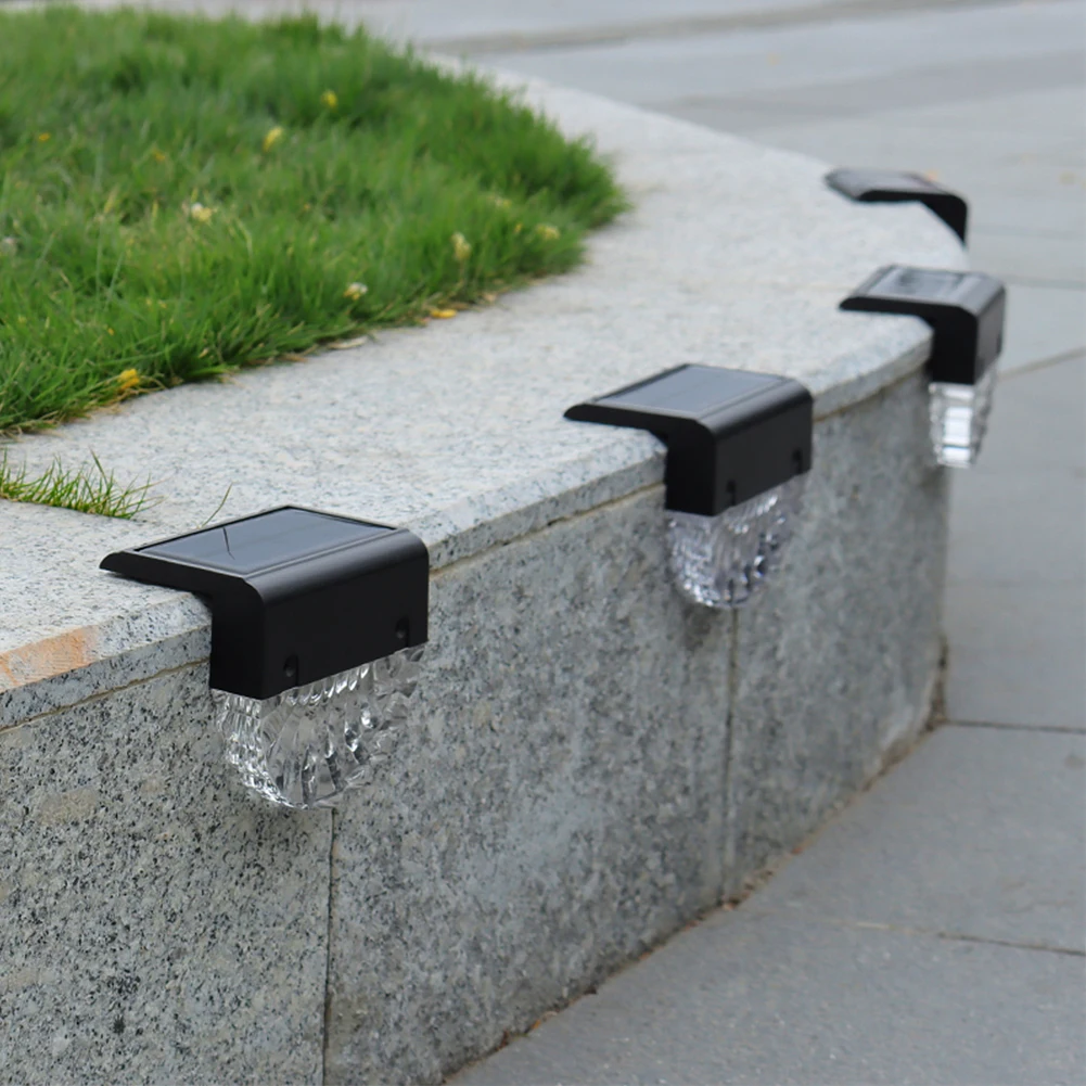 

4pcs For Patio Pathway Porch Color Changing Led Step Fence Lamp Outdoor Waterproof Solar Deck Light Easy Install Home Decor