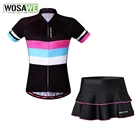Женская мини-юбка и рубашка WOSAWE, комплект одежды из дышащего трикотажа для езды на велосипеде, одежда для горных велосипедов с коротким рукавом на лето