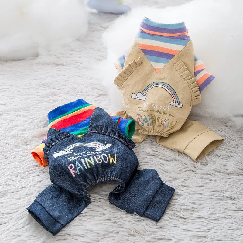 Зимняя Радуга Комбинезоны для собаки теплое пальто щенков чихуахуа одежда с