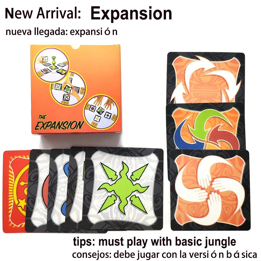 

2022 jungle board game brown wood token run fast pair forest speed for friend family party fun cards game English Spanish rules