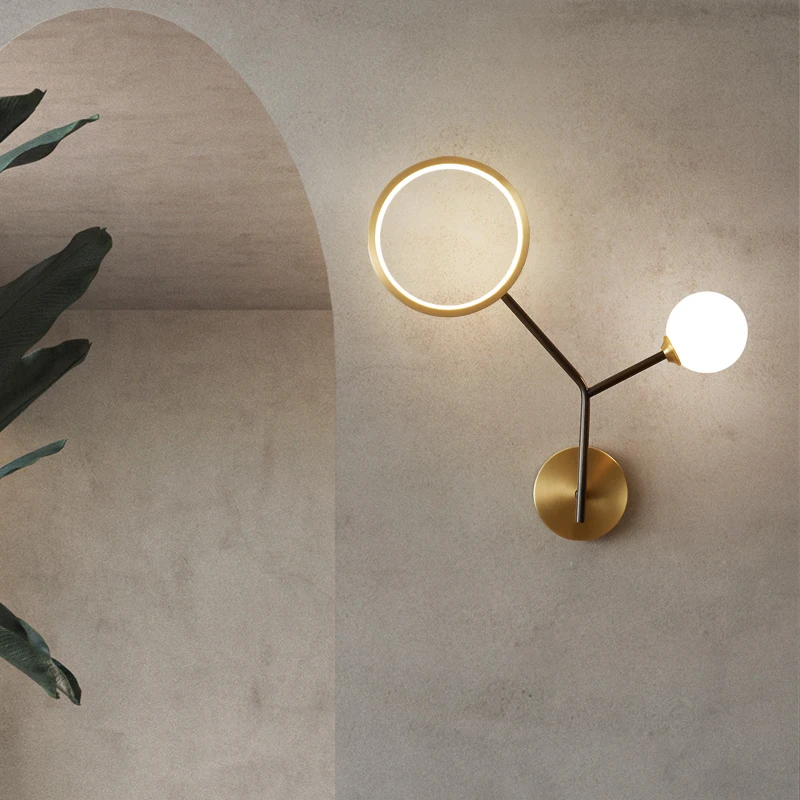 

Modern wall lamp bedroom bedside aisle corridor living room lamps copper tree branch villa apartment stair wall sconce light