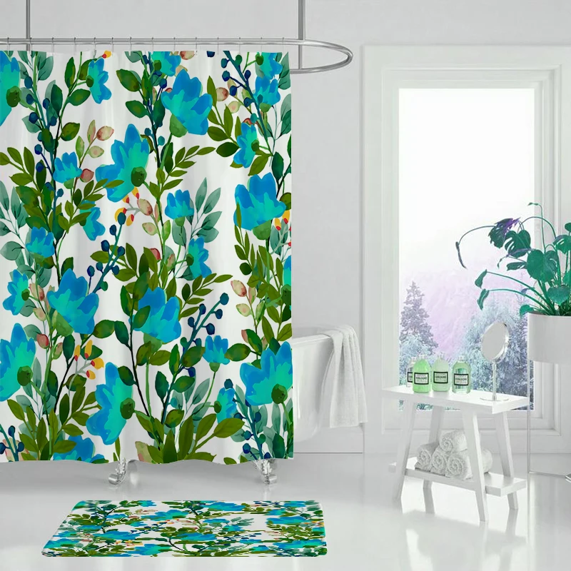 Занавеска для душа из полиэстера с цветочным принтом | Дом и сад