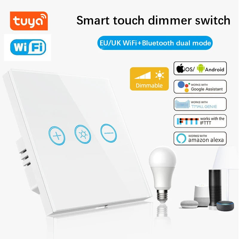

Wifi EU Wall Touch Switch Smart Light Switch 150W Neutral Wire Needed Tuya Smart Living Family Support Alexa Google Home